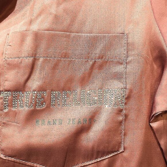 True Religion Rhinestone Logo Stretch Satin Pajama Set - Picture 8 of 10